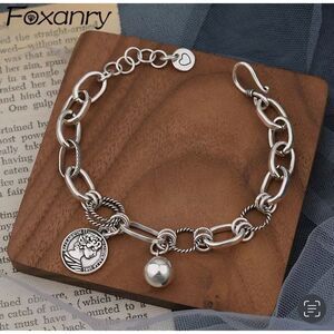 Retro Coin Silver Portrait Bracelet